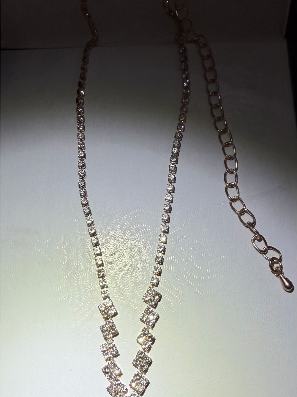Oleg Cassini Gold-Tone Crystal V-Drop Necklace